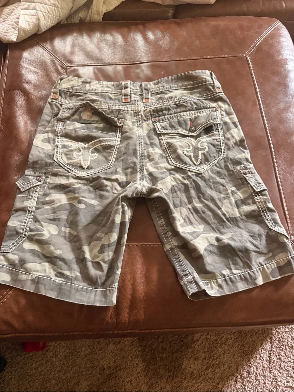 Rock Revival Men's Camo Cargo Shorts - Olive Green